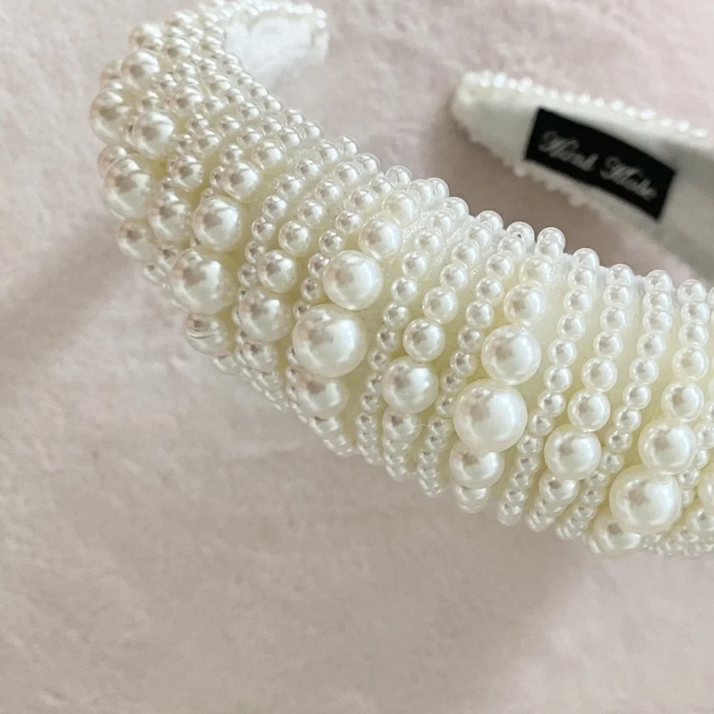 NWOT Pearl Padded Headband White Cream Classic Handmade Wedding Spring